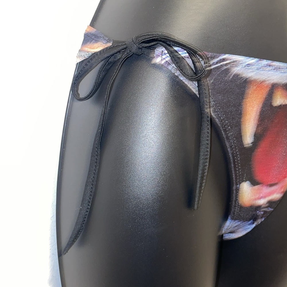 New Tiger Face Graphic 2 Piece String Tie Bikini Swimsuit Set, One Size - Picture 6 of 11